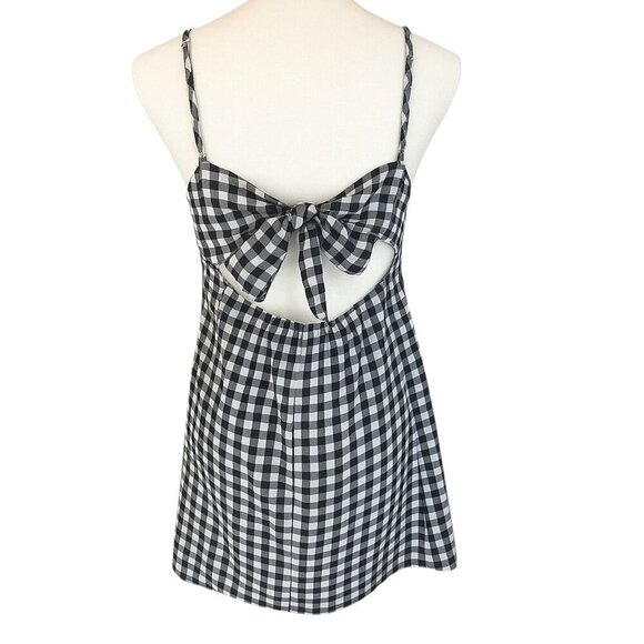 AMERICAN EAGLE Gingham Tie-Back Linen Blend Mini Dress - Size Medium - Picture 3 of 7